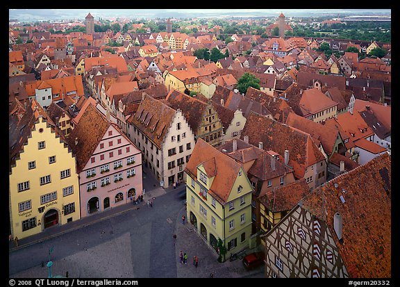 Panoramic view of the city. Rothenburg ob der Tauber, Bavaria, Germany (color)