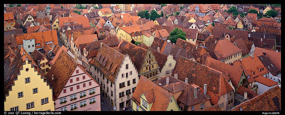Rooftops of Rothenburg medieval town. Rothenburg ob der Tauber, Bavaria, Germany (color)
