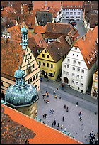 Marktplatz seen from the Rathaus tower. Rothenburg ob der Tauber, Bavaria, Germany ( color)