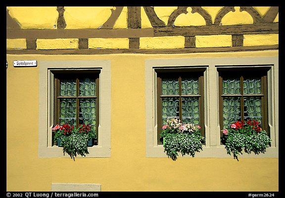 Detail of half-timbered house. Rothenburg ob der Tauber, Bavaria, Germany