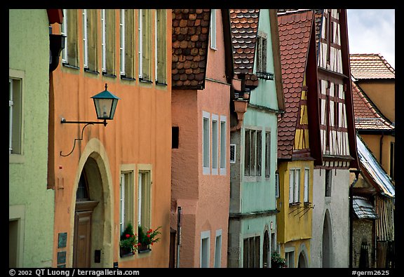 Row of colorful houses. Rothenburg ob der Tauber, Bavaria, Germany (color)