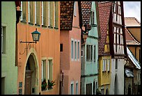 Row of colorful houses. Rothenburg ob der Tauber, Bavaria, Germany