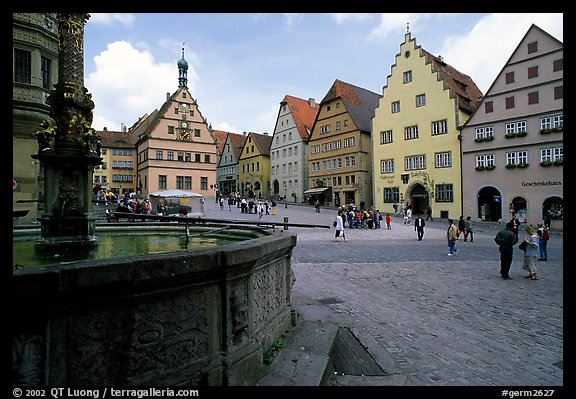 Fountain on Marktplatz. Rothenburg ob der Tauber, Bavaria, Germany
