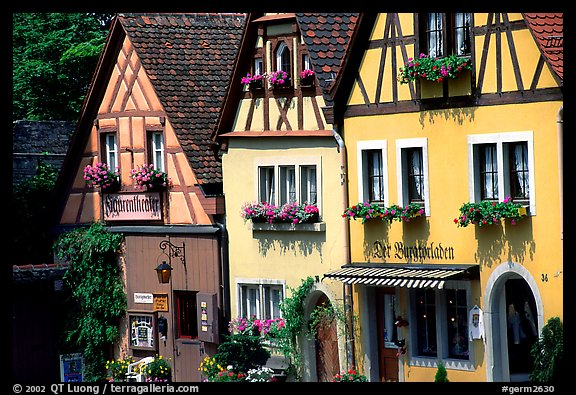 Row of colorful houses. Rothenburg ob der Tauber, Bavaria, Germany (color)