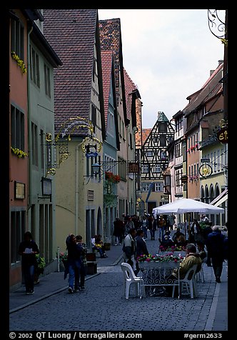 Lively street. Rothenburg ob der Tauber, Bavaria, Germany