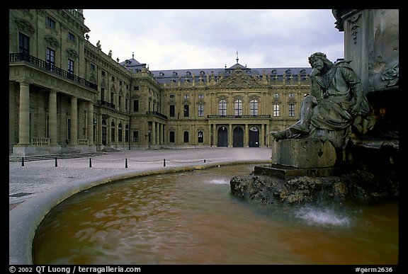 Fountain in front of the Residenz. Wurzburg, Bavaria, Germany