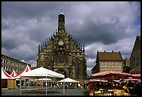 Liebfrauenkirche (church of Our Lady) and Hauptmarkt. Nurnberg, Bavaria, Germany (color)