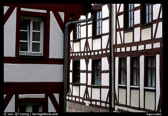 Timbered houses. Nurnberg, Bavaria, Germany (color)