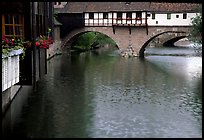 Timbered houses built accross the river. Nurnberg, Bavaria, Germany ( color)
