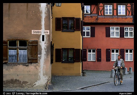 Biker,   Dinkelsbuhl. Bavaria, Germany (color)