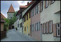 Row of houses,  Dinkelsbuhl. Bavaria, Germany (color)