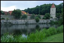 Duck pond and rampart walls, Dinkelsbuhl. Bavaria, Germany ( color)