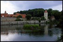 Duck pond and rampart walls, Dinkelsbuhl. Bavaria, Germany (color)