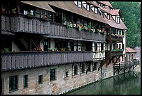 Timbered houses on the canal. Nurnberg, Bavaria, Germany (color)