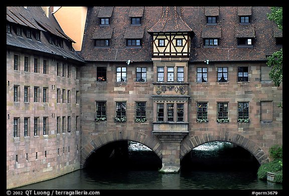 House built accross the river. Nurnberg, Bavaria, Germany (color)