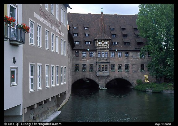 House built accross the river. Nurnberg, Bavaria, Germany (color)