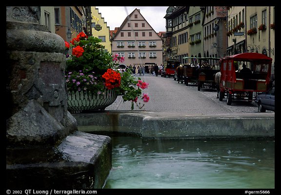 Fountain and street. Rothenburg ob der Tauber, Bavaria, Germany (color)