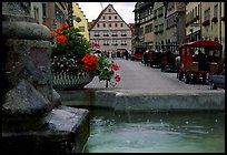 Fountain and street. Rothenburg ob der Tauber, Bavaria, Germany