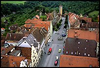 House rooftops and Street seen from the Rathaus tower. Rothenburg ob der Tauber, Bavaria, Germany ( color)
