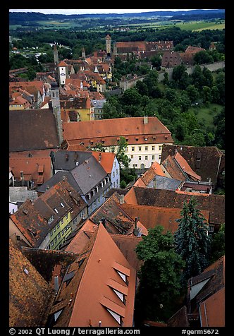 Rooftops seen from the Rathaus tower. Rothenburg ob der Tauber, Bavaria, Germany