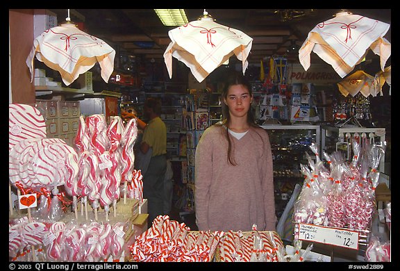 Candy store featuring local specialties in Granna. Gotaland, Sweden (color)