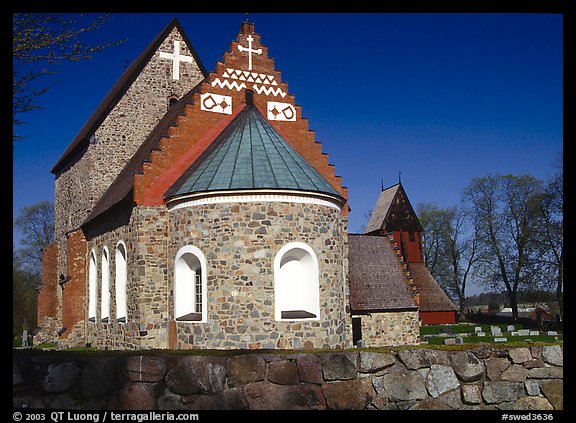 12th century Church of Gamla Uppsala. Uppland, Sweden (color)