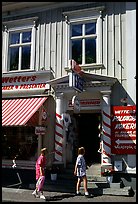 Kids in front of candy store in Granna. Gotaland, Sweden