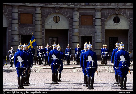 Royal Guard in front of the Royal Palace. Stockholm, Sweden (color)