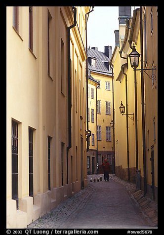 Narrow street of Gamla Stan. Stockholm, Sweden