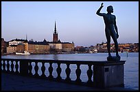 View of Gamla Stan with Riddarholmskyrkan from the Stadshuset. Stockholm, Sweden (color)