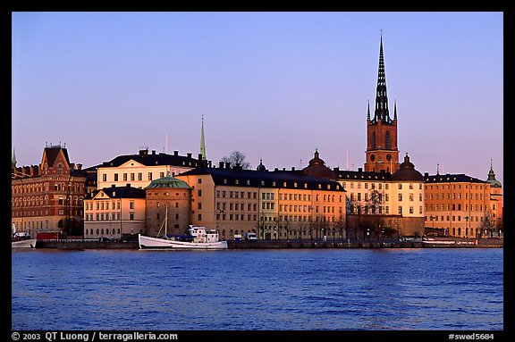 View of Gamla Stan with Riddarholmskyrkan. Stockholm, Sweden (color)