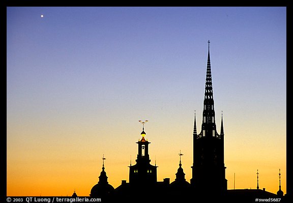 Riddarholmskyrkan at sunset. Stockholm, Sweden (color)