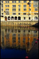 Reflections of buildings on Riddarfjarden. Stockholm, Sweden ( color)