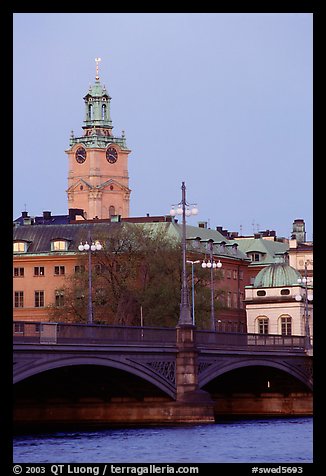 Bridge and church in Gamla Stan. Stockholm, Sweden (color)