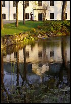 Building reflected in a lake, Skansen. Stockholm, Sweden ( color)