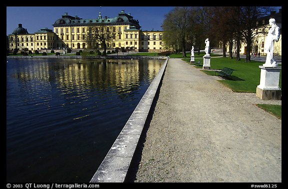 Basin and an alley in royal residence of Drottningholm. Sweden (color)
