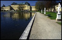 Basin and an alley in royal residence of Drottningholm. Sweden