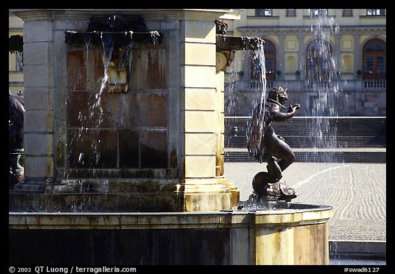 Fountain in royal residence of Drottningholm. Sweden (color)