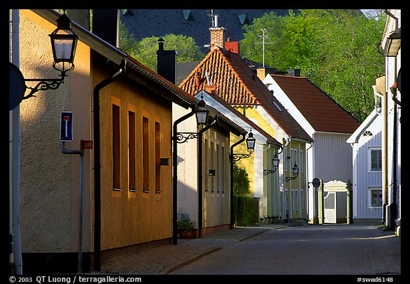 Streets in old town, Vadstena. Gotaland, Sweden