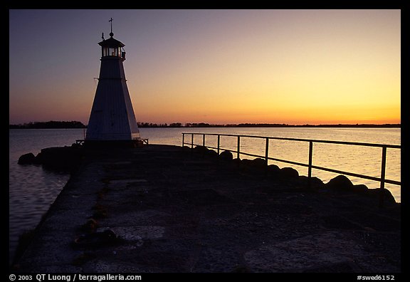 Lighthouse on Vattern Lake, Vadstena. Gotaland, Sweden (color)