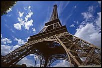 Wide view of Eiffel tower from its base. Paris, France (color)