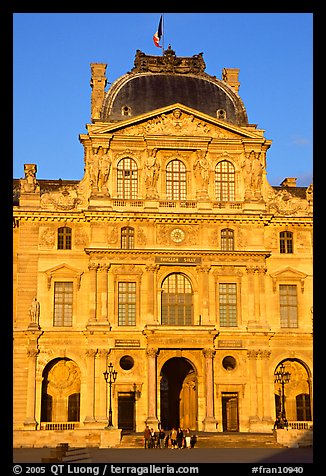 Pavilion in the Sully Wing of the Louvre at sunset. Paris, France (color)