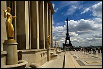 Maillol sculpture, Palais de Chaillot, and Eiffel tower. Paris, France ( color)