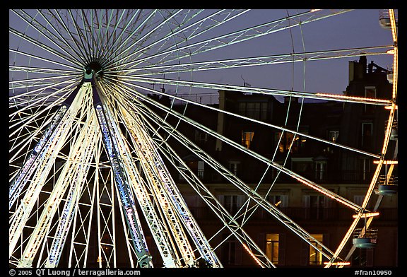 Lighted Ferris wheel in the Tuileries. Paris, France