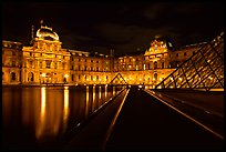 Louvre  at night. Paris, France (color)