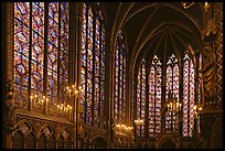 Sainte Chapelle haute covered with stained glass. Paris, France (color)