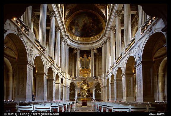 First floor of the Versailles palace chapel. France (color)