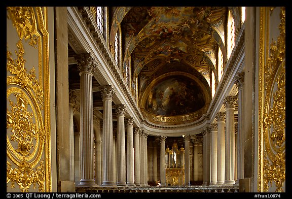 Second floor of the Versailles palace chapel. France (color)