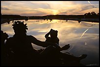 Sculpture and basin at sunset, Versailles Palace. France