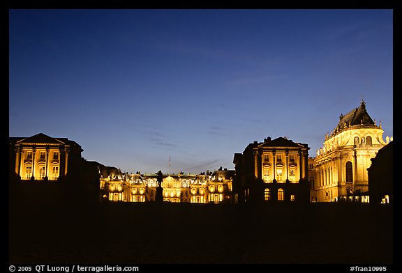 Versailles Palace at night. France (color)